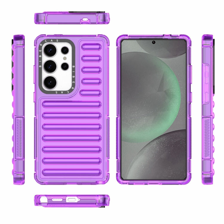 For Samsung Galaxy S25 Ultra 5G High Transparency TPU Hybrid PC Airbag Phone Case(Transparent Purple) by buy2fix