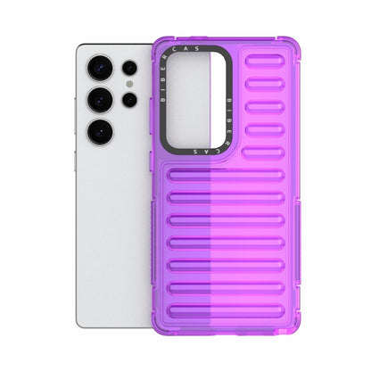 For Samsung Galaxy S25 Ultra 5G High Transparency TPU Hybrid PC Airbag Phone Case(Transparent Purple) by buy2fix