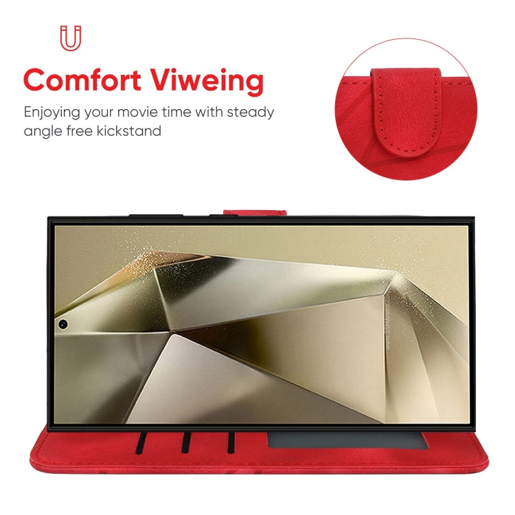 For Samsung Galaxy S25 Ultra 5G Skin Feel Geometric Lines Leather Phone Case(Red) by buy2fix