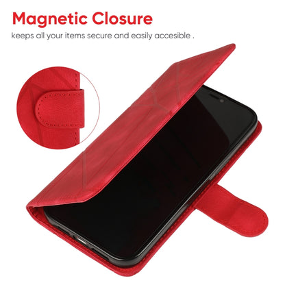 For Samsung Galaxy S25 Ultra 5G Skin Feel Geometric Lines Leather Phone Case(Red) by buy2fix
