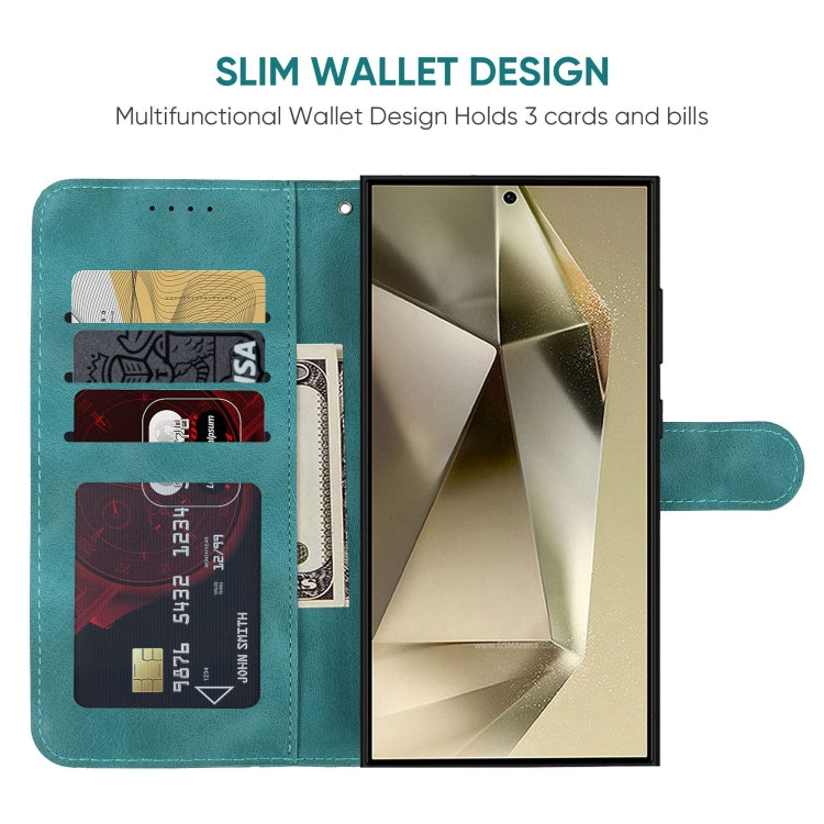 For Samsung Galaxy S25 Ultra 5G Skin Feel Geometric Lines Leather Phone Case(Green) by buy2fix