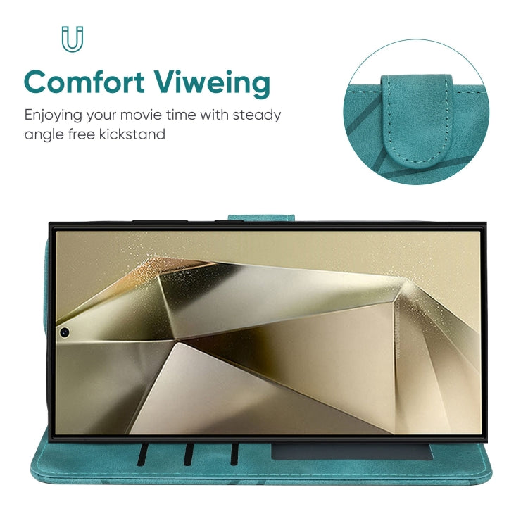 For Samsung Galaxy S25 Ultra 5G Skin Feel Geometric Lines Leather Phone Case(Green) by buy2fix