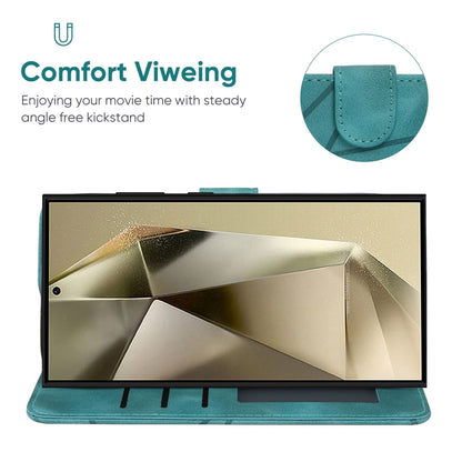 For Samsung Galaxy S25 Ultra 5G Skin Feel Geometric Lines Leather Phone Case(Green) by buy2fix