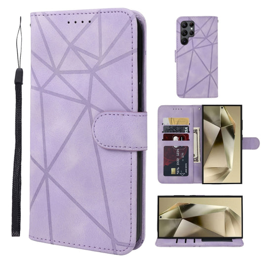 For Samsung Galaxy S25 Ultra 5G Skin Feel Geometric Lines Leather Phone Case(Purple) by buy2fix