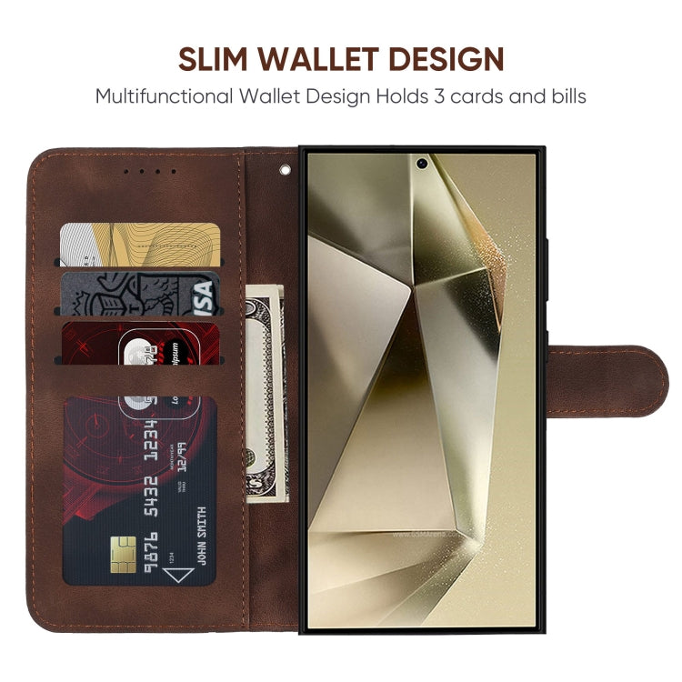 For Samsung Galaxy S25 Ultra 5G Skin Feel Geometric Lines Leather Phone Case(Brown) by buy2fix