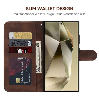 For Samsung Galaxy S25 Ultra 5G Skin Feel Geometric Lines Leather Phone Case(Brown) by buy2fix