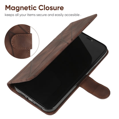 For Samsung Galaxy S25 Ultra 5G Skin Feel Geometric Lines Leather Phone Case(Brown) by buy2fix