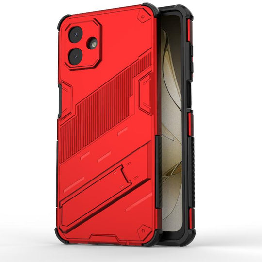 For Samsung Galaxy A07 4G Punk Armor 2 in 1 PC + TPU Shockproof Phone Case with Invisible Holder(Red)