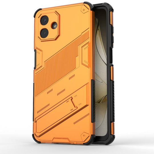 For Samsung Galaxy A07 4G Punk Armor 2 in 1 PC + TPU Shockproof Phone Case with Invisible Holder(Orange)