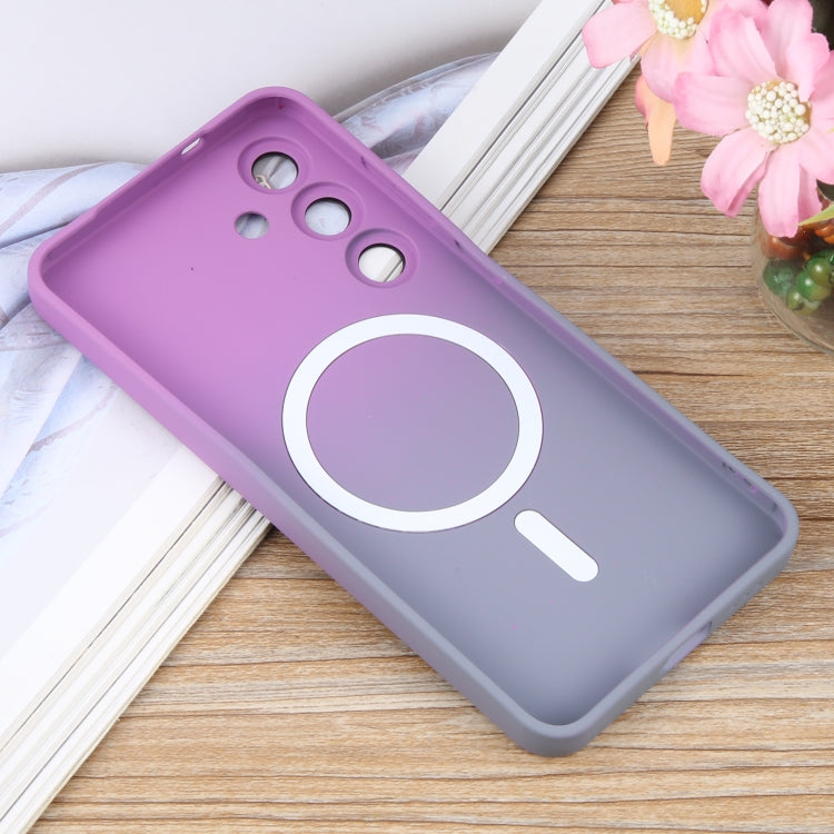 For Samsung Galaxy S25 5G Liquid TPU Silicone Gradient MagSafe Phone Case(Purple Grey) by buy2fix