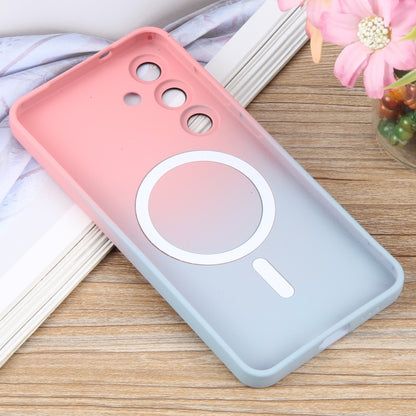 For Samsung Galaxy S25 5G Liquid TPU Silicone Gradient MagSafe Phone Case(Pink Blue) by buy2fix