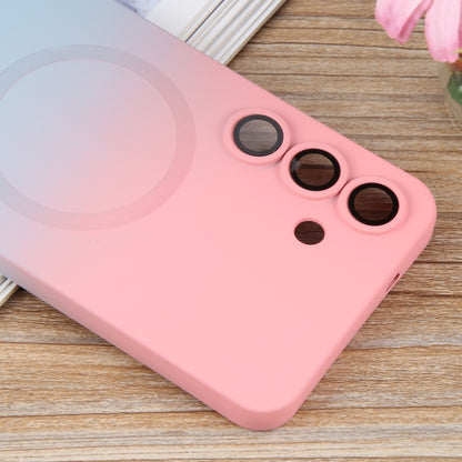 For Samsung Galaxy S25 5G Liquid TPU Silicone Gradient MagSafe Phone Case(Pink Blue) by buy2fix