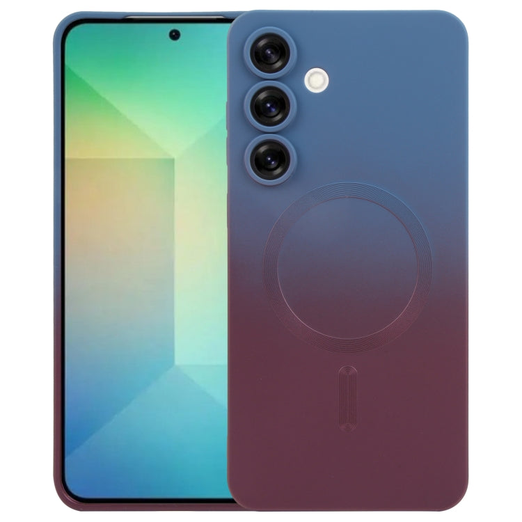 For Samsung Galaxy S25 5G Liquid TPU Silicone Gradient MagSafe Phone Case(Blue Purple) by buy2fix