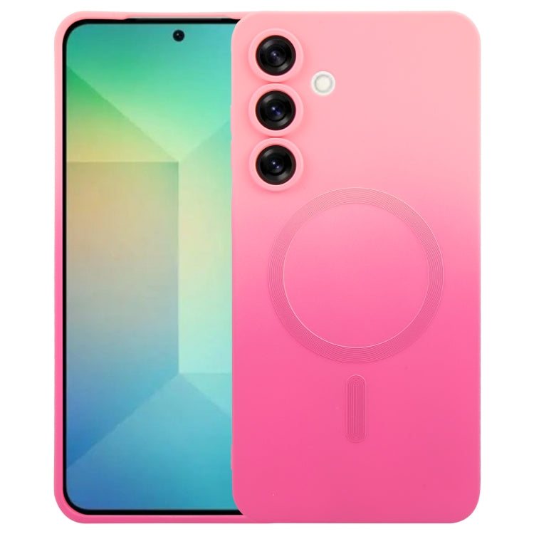 For Samsung Galaxy S25+ 5G Liquid TPU Silicone Gradient MagSafe Phone Case(Pink Red) by buy2fix