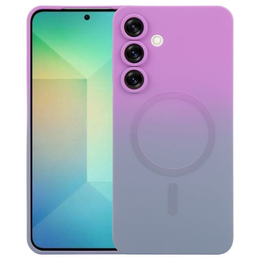 For Samsung Galaxy S25+ 5G Liquid TPU Silicone Gradient MagSafe Phone Case(Purple Grey) by buy2fix