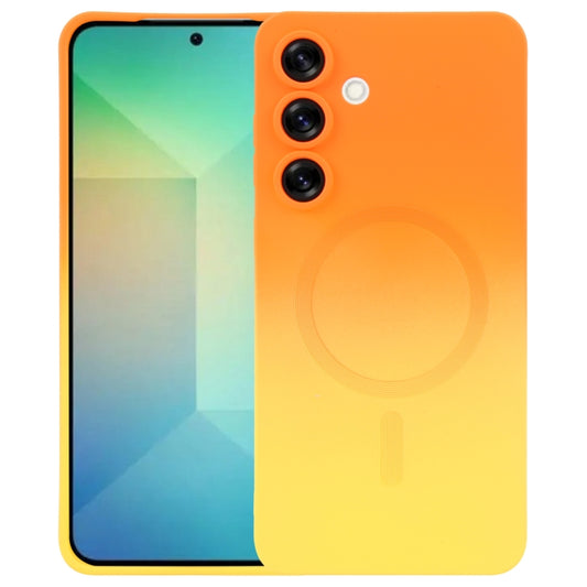 For Samsung Galaxy S25+ 5G Liquid TPU Silicone Gradient MagSafe Phone Case(Orange Yellow) by buy2fix