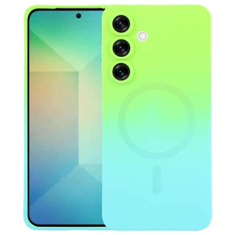 For Samsung Galaxy S25+ 5G Liquid TPU Silicone Gradient MagSafe Phone Case(Cyan Blue) by buy2fix
