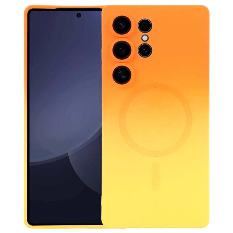 For Samsung Galaxy S25 Ultra 5G Liquid TPU Silicone Gradient MagSafe Phone Case(Orange Yellow) by buy2fix