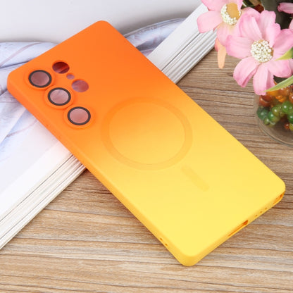 For Samsung Galaxy S25 Ultra 5G Liquid TPU Silicone Gradient MagSafe Phone Case(Orange Yellow) by buy2fix