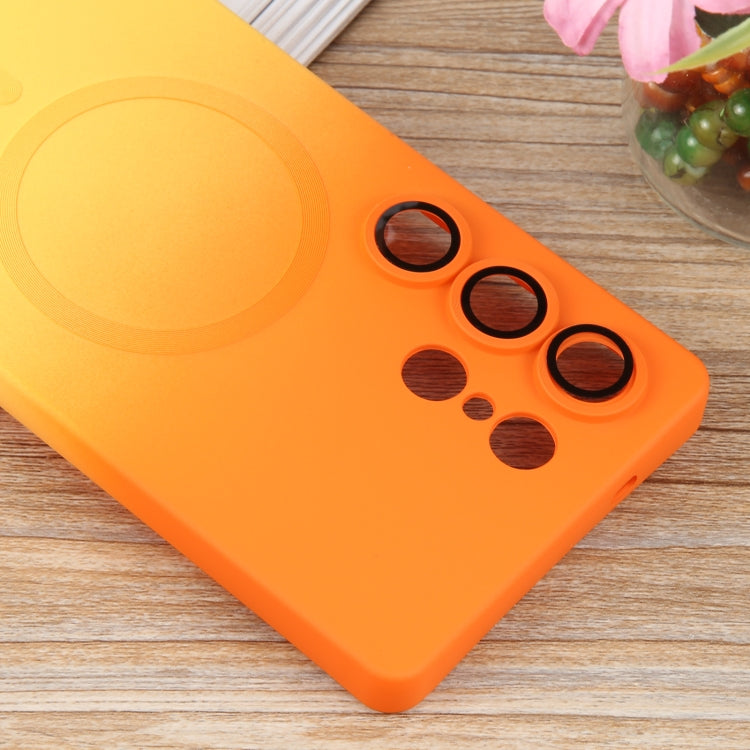For Samsung Galaxy S25 Ultra 5G Liquid TPU Silicone Gradient MagSafe Phone Case(Orange Yellow) by buy2fix