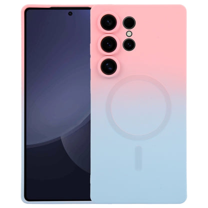 For Samsung Galaxy S25 Ultra 5G Liquid TPU Silicone Gradient MagSafe Phone Case(Pink Blue) by buy2fix