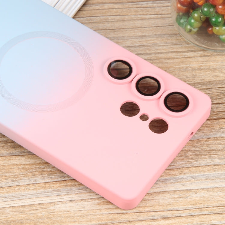 For Samsung Galaxy S25 Ultra 5G Liquid TPU Silicone Gradient MagSafe Phone Case(Pink Blue) by buy2fix