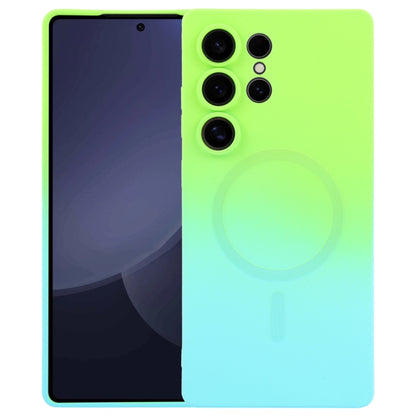 For Samsung Galaxy S25 Ultra 5G Liquid TPU Silicone Gradient MagSafe Phone Case(Cyan Blue) by buy2fix