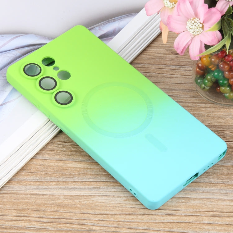 For Samsung Galaxy S25 Ultra 5G Liquid TPU Silicone Gradient MagSafe Phone Case(Cyan Blue) by buy2fix