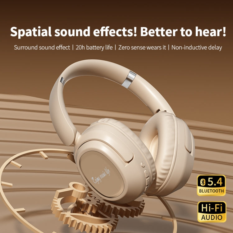 BH900 Stereo Head-mounted Noise Reduction Wireless Bluetooth Earphone(Khaki) - Headset & Headphone by buy2fix | Online Shopping UK | buy2fix