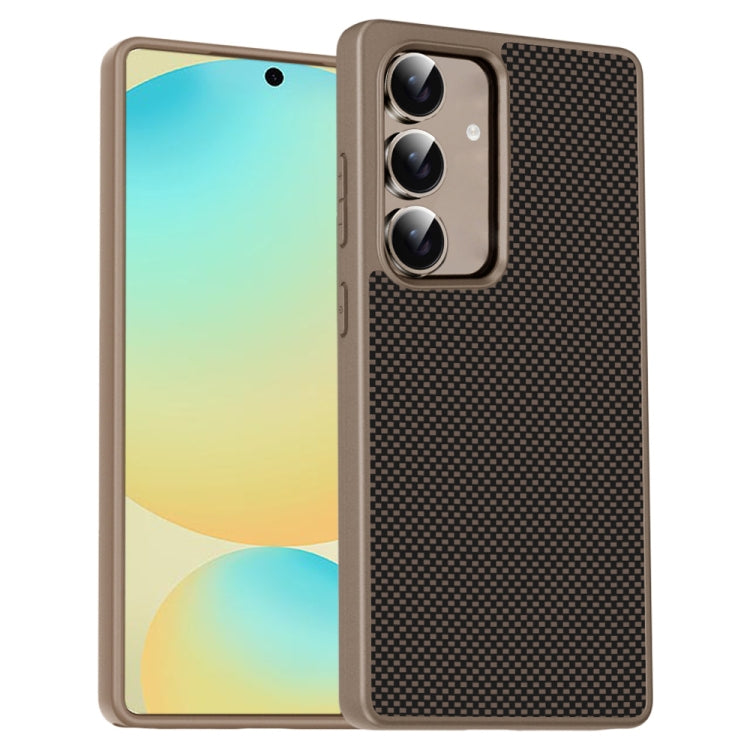 For Samsung Galaxy S25 5G Pita Series TPU + PC Texture Phone Case(Gold) by buy2fix