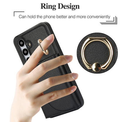 For Samsung Galaxy S25 5G Ring Holder Card Bag Skin Feel Phone Case(Black) by buy2fix