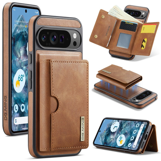 For Google Pixel 9 Pro XL DG.MING M6 Series RFID Tri-fold Card Bag Removable Leather Phone Case(Brown) - Google Cases by DG.MING | Online Shopping UK | buy2fix