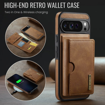 For Google Pixel 9 Pro XL DG.MING M6 Series RFID Tri-fold Card Bag Removable Leather Phone Case(Brown) - Google Cases by DG.MING | Online Shopping UK | buy2fix