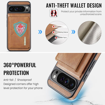 For Google Pixel 9 Pro XL DG.MING M6 Series RFID Tri-fold Card Bag Removable Leather Phone Case(Brown) - Google Cases by DG.MING | Online Shopping UK | buy2fix