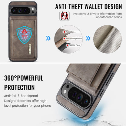 For Google Pixel 9 Pro XL DG.MING M6 Series RFID Tri-fold Card Bag Removable Leather Phone Case(Coffee) - Google Cases by DG.MING | Online Shopping UK | buy2fix