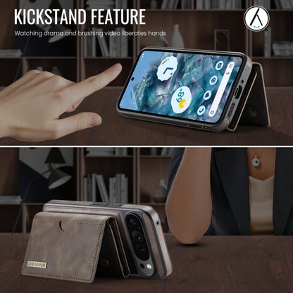 For Google Pixel 9 Pro XL DG.MING M6 Series RFID Tri-fold Card Bag Removable Leather Phone Case(Coffee) - Google Cases by DG.MING | Online Shopping UK | buy2fix
