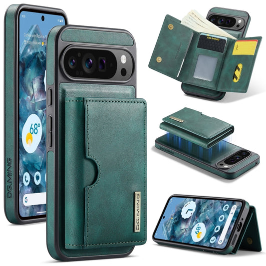 For Google Pixel 9 Pro XL DG.MING M6 Series RFID Tri-fold Card Bag Removable Leather Phone Case(Green) - Google Cases by DG.MING | Online Shopping UK | buy2fix