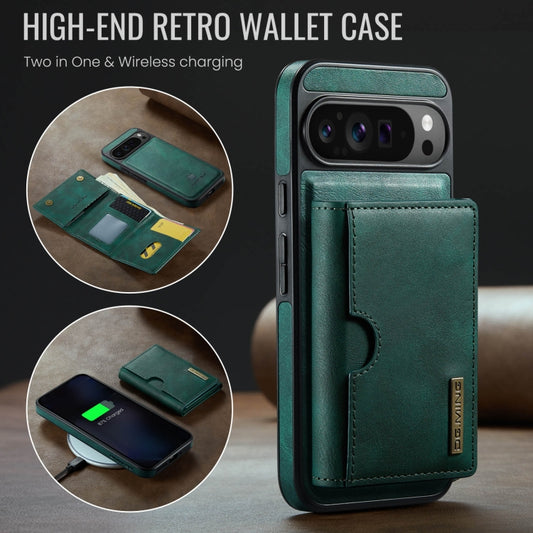 For Google Pixel 9 Pro XL DG.MING M6 Series RFID Tri-fold Card Bag Removable Leather Phone Case(Green) - Google Cases by DG.MING | Online Shopping UK | buy2fix