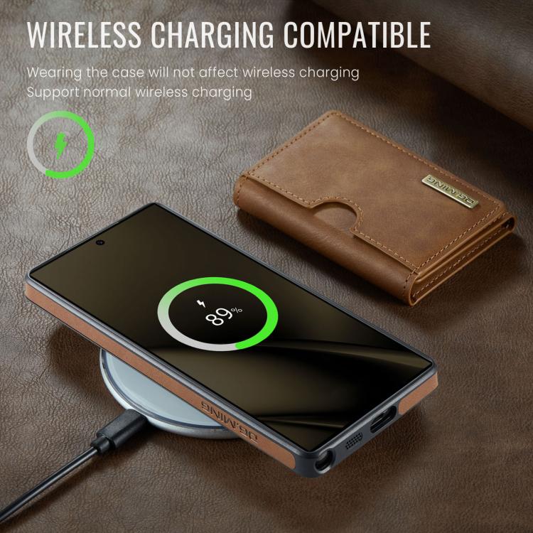 For Samsung Galaxy S25 Ultra 5G DG.MING M6 Series RFID Tri-fold Card Bag Removable Leather Phone Case(Brown) - Galaxy S25 Ultra 5G Cases by DG.MING | Online Shopping UK | buy2fix
