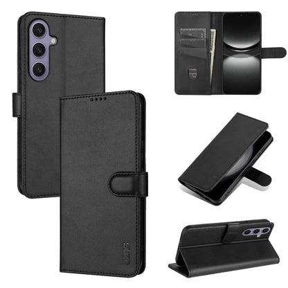 For Samsung Galaxy S25 5G AZNS Skin Feel Calf Texture Flip Leather Phone Case(Black) - Galaxy S25 5G Cases by AZNS | Online Shopping UK | buy2fix