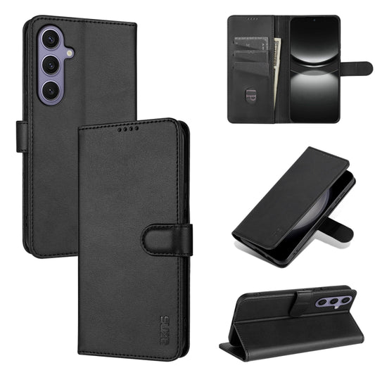 For Samsung Galaxy S25 5G AZNS Skin Feel Calf Texture Flip Leather Phone Case(Black) - Galaxy S25 5G Cases by AZNS | Online Shopping UK | buy2fix