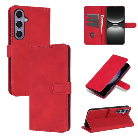 For Samsung Galaxy S25 5G AZNS Skin Feel Calf Texture Flip Leather Phone Case(Red) - Galaxy S25 5G Cases by AZNS | Online Shopping UK | buy2fix