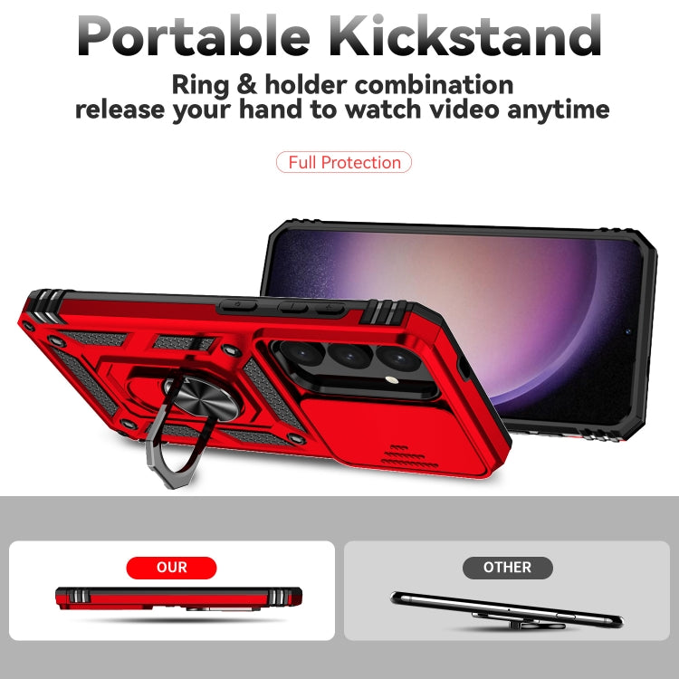 For Samsung Galaxy S25 5G Sliding Camshield Holder Phone Case(Red) by buy2fix
