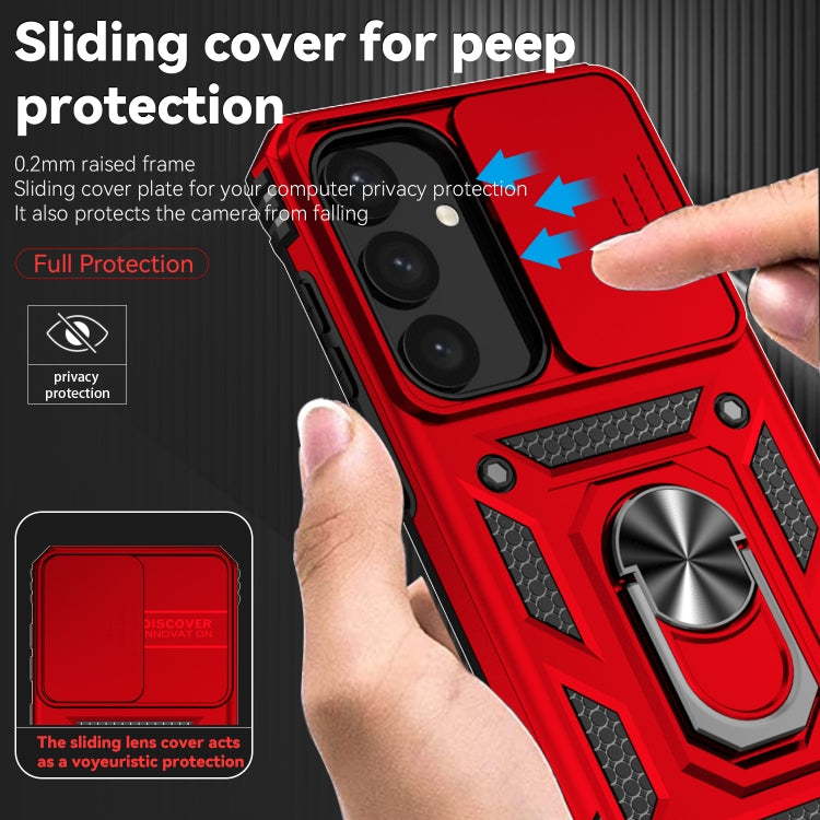 For Samsung Galaxy S25 5G Sliding Camshield Holder Phone Case(Red) by buy2fix