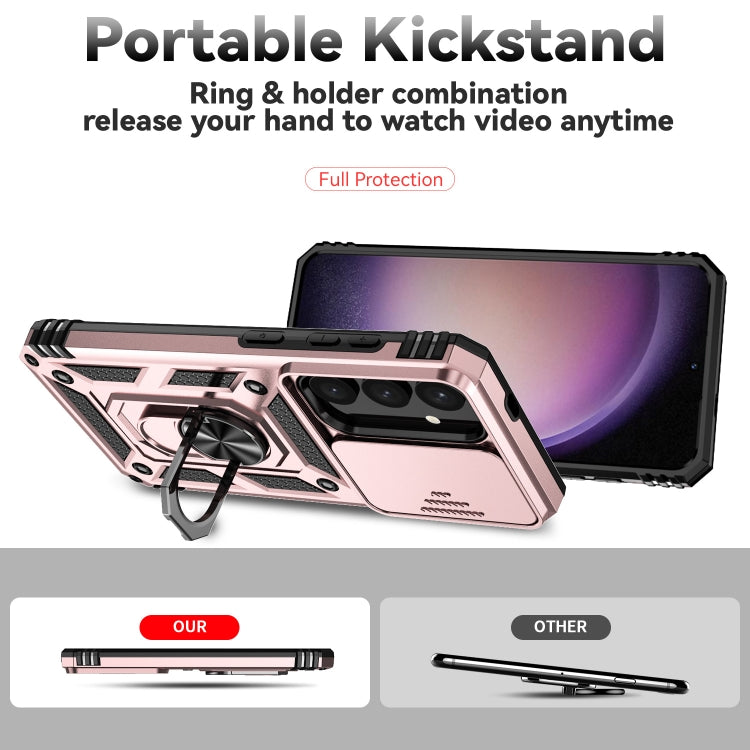 For Samsung Galaxy S25 5G Sliding Camshield Holder Phone Case(Gold) by buy2fix