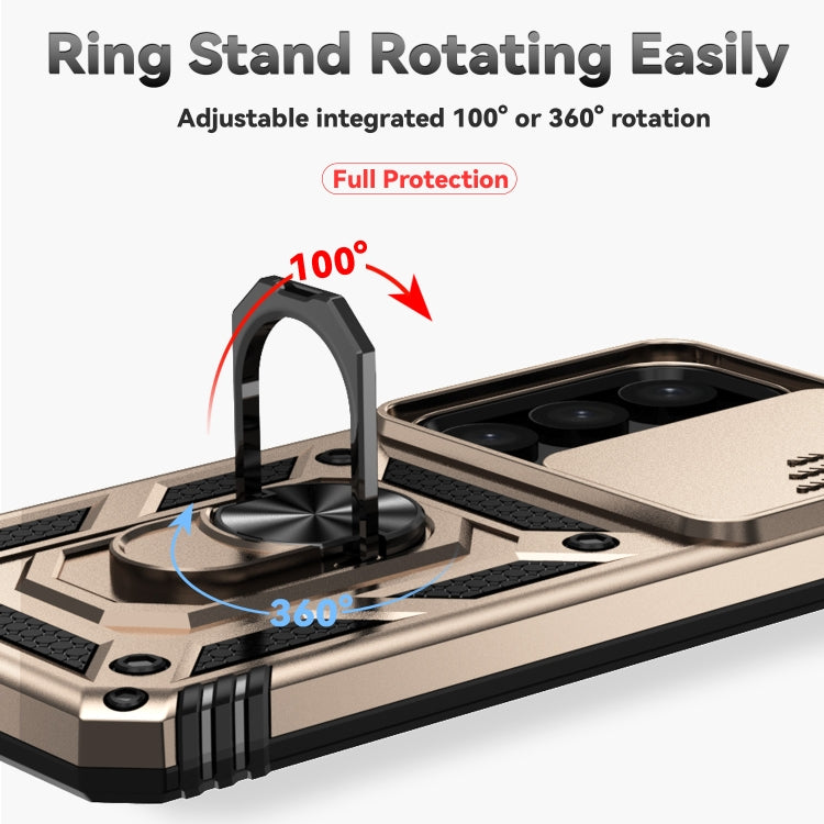 For Samsung Galaxy S25 5G Sliding Camshield Holder Phone Case(Gold) by buy2fix