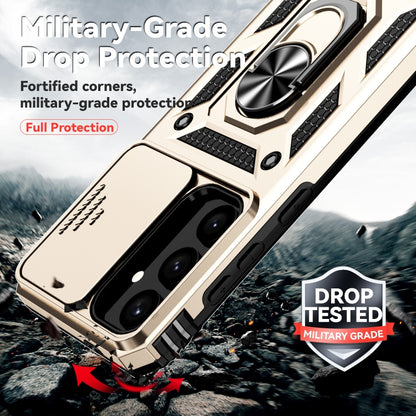 For Samsung Galaxy S25 5G Sliding Camshield Holder Phone Case(Gold) by buy2fix
