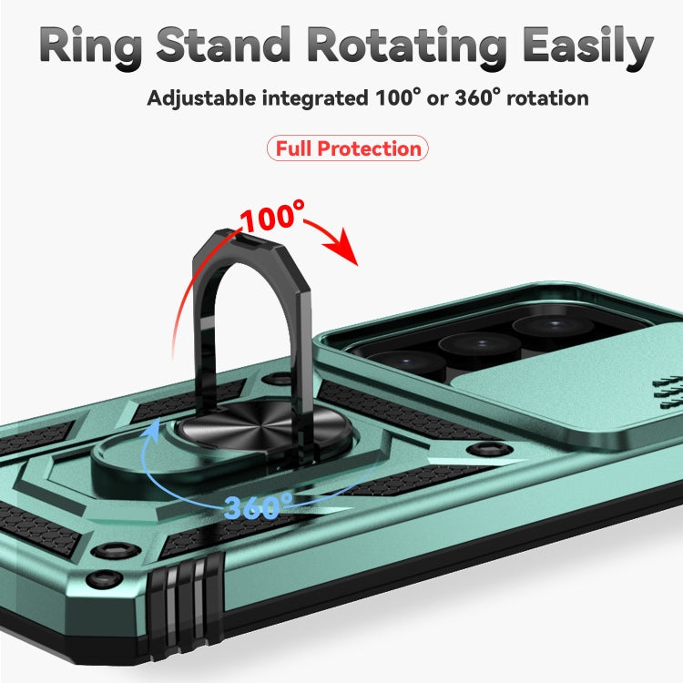 For Samsung Galaxy S25 5G Sliding Camshield Holder Phone Case(Green) by buy2fix
