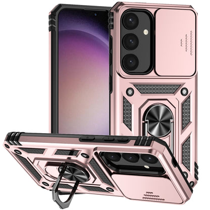 For Samsung Galaxy S25 5G Sliding Camshield Holder Phone Case(Rose Gold) by buy2fix