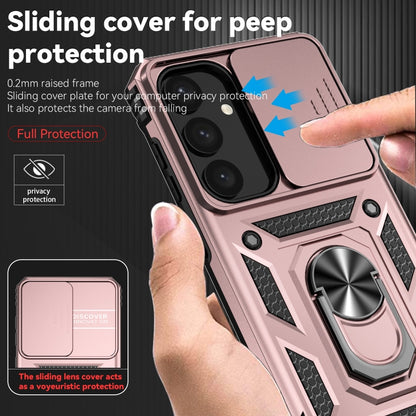 For Samsung Galaxy S25 5G Sliding Camshield Holder Phone Case(Rose Gold) by buy2fix